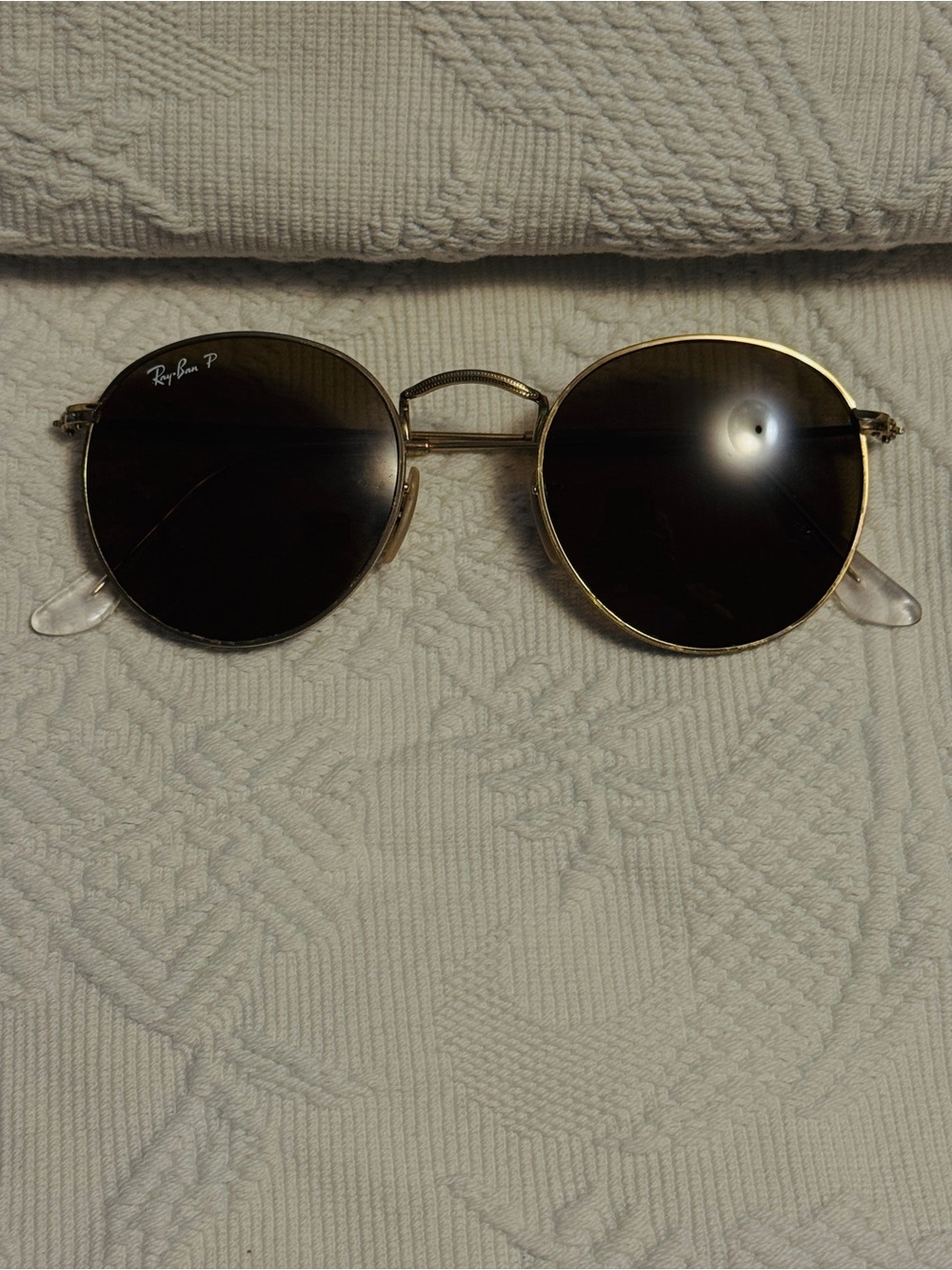 Ray-Ban RB3447 Gold Frame Brown Polarized Lens Oval Sunglasses